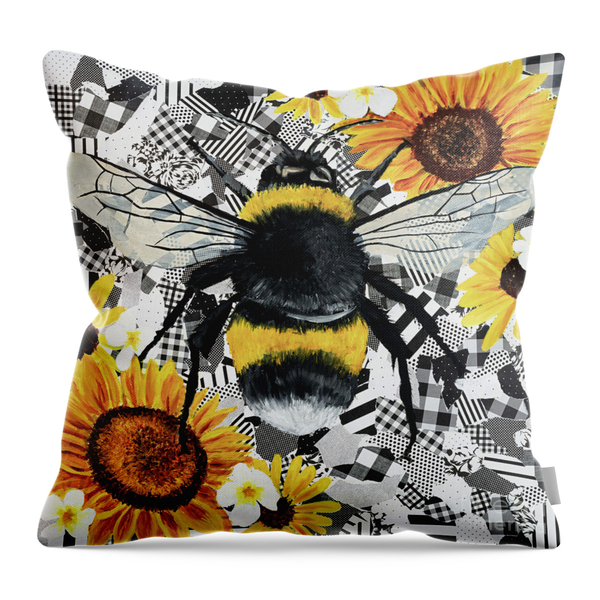 Bee Throw Pillow featuring the painting Buzzzy #1 by Ashley Lane