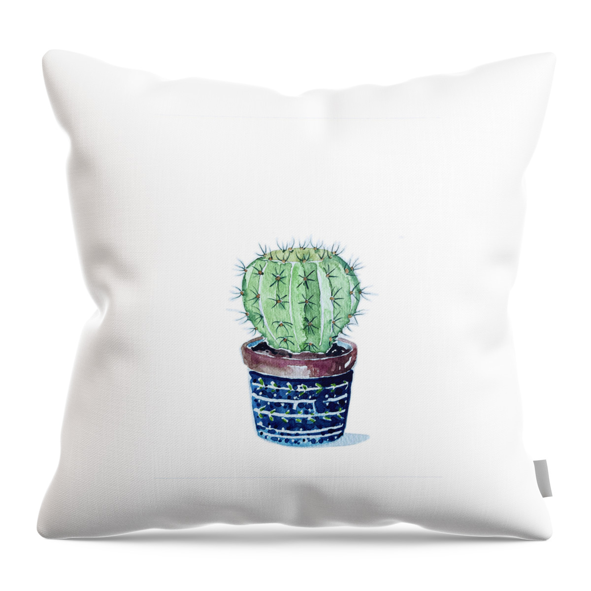 Cactus Throw Pillow featuring the painting Cactus #1 by Luisa Millicent
