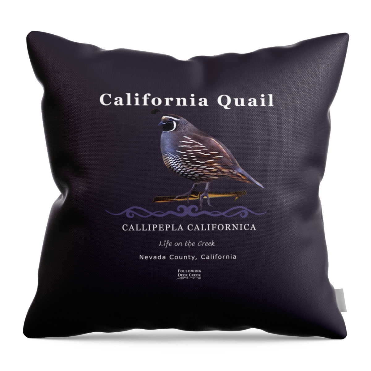 Quail Throw Pillow featuring the digital art California Quail #1 by Lisa Redfern
