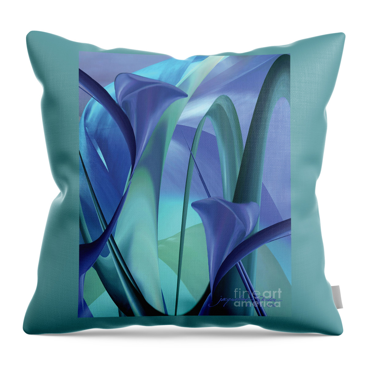 Flowers Throw Pillow featuring the digital art Calla Lilies #1 by Jacqueline Shuler