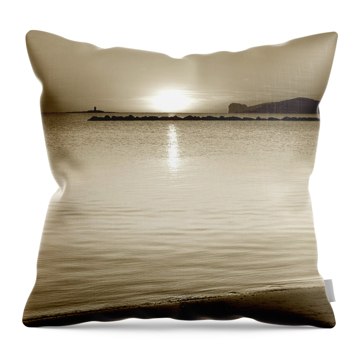 Sepia Throw Pillow featuring the photograph Calm sunset #1 by Severija Kirilovaite