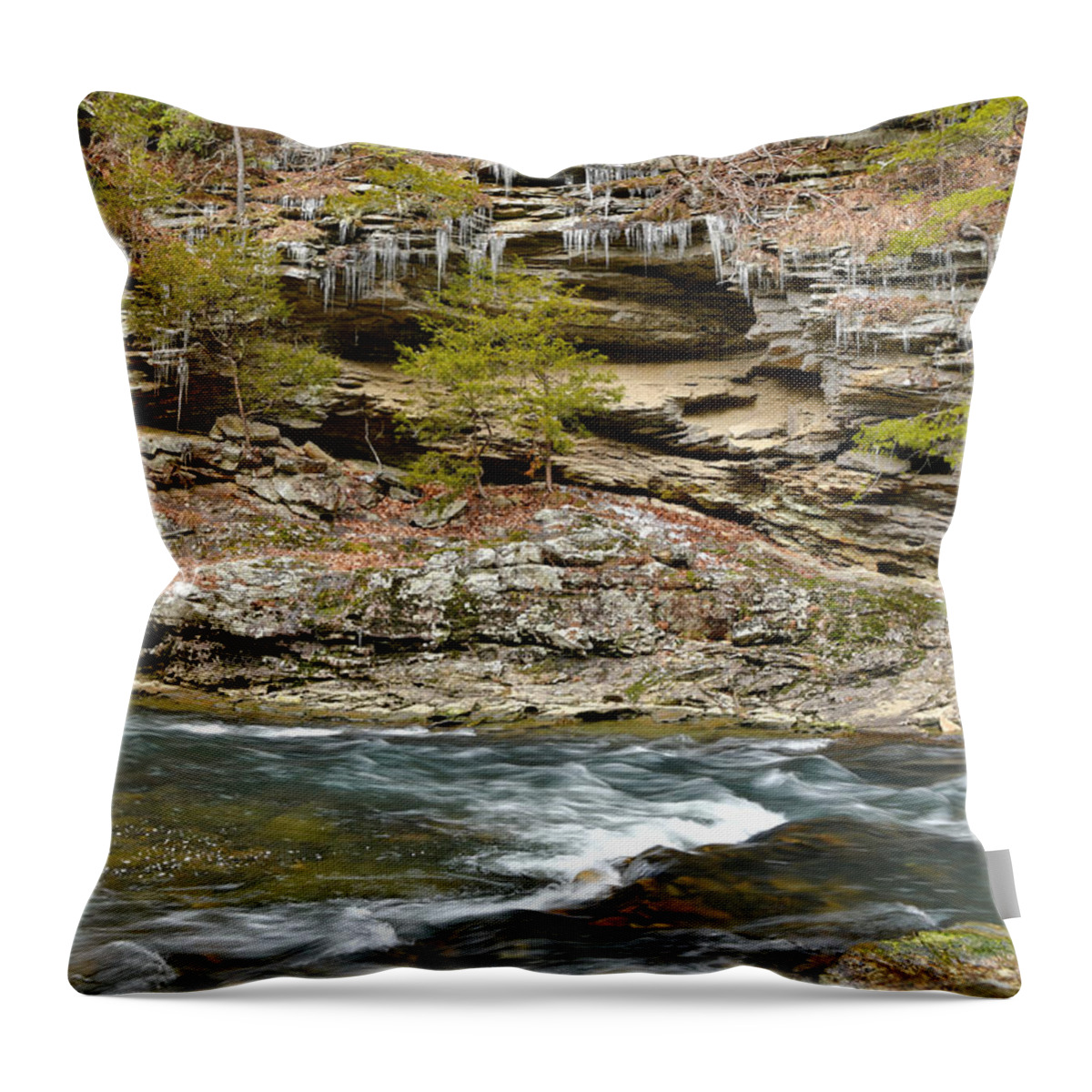 Piney Falls Throw Pillow featuring the photograph Cane Creek 1 #1 by Phil Perkins
