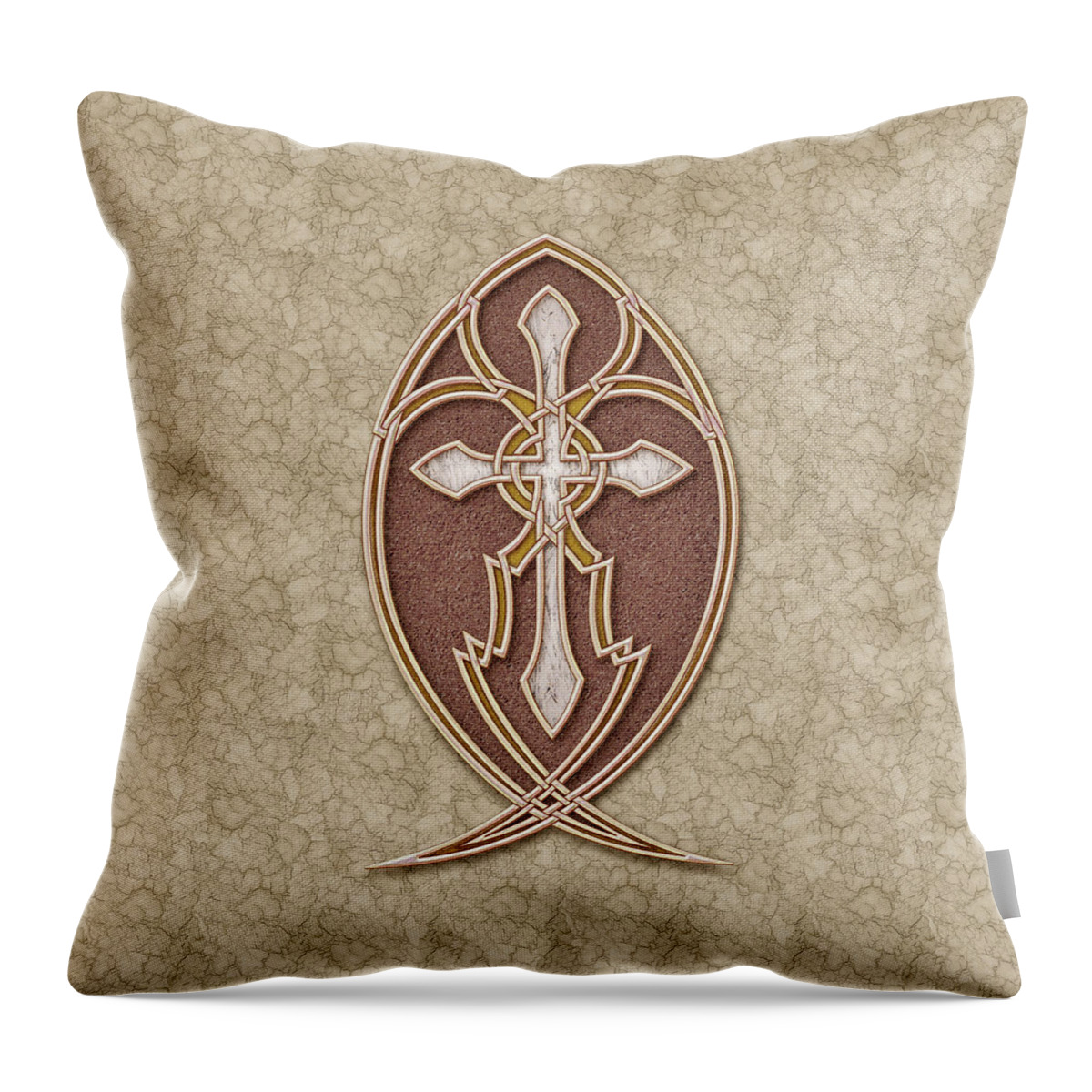 Christian Art Throw Pillow featuring the mixed media Christian Cross by Kurt Wenner