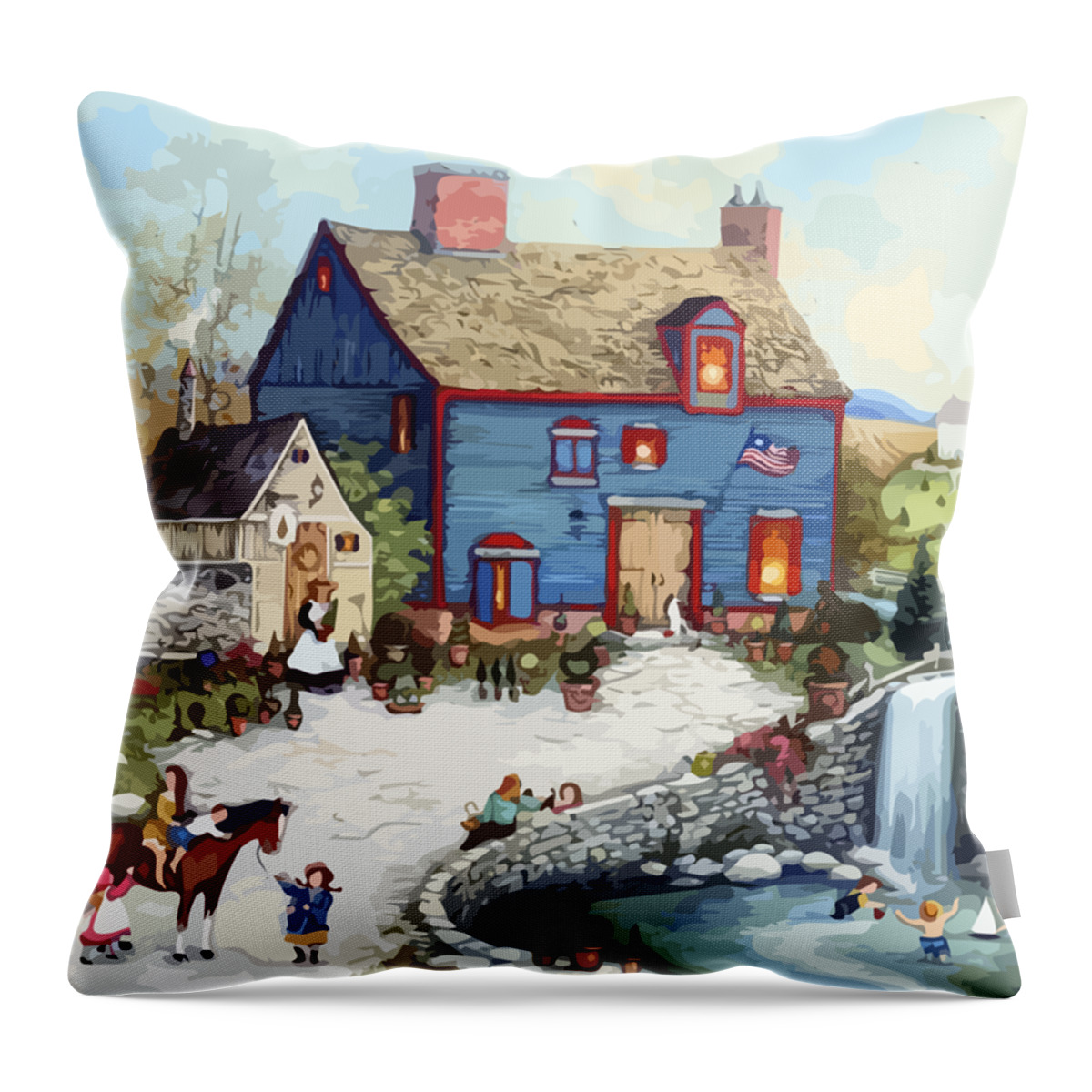 Village Throw Pillow featuring the digital art Christmas Village #1 by James Inlow