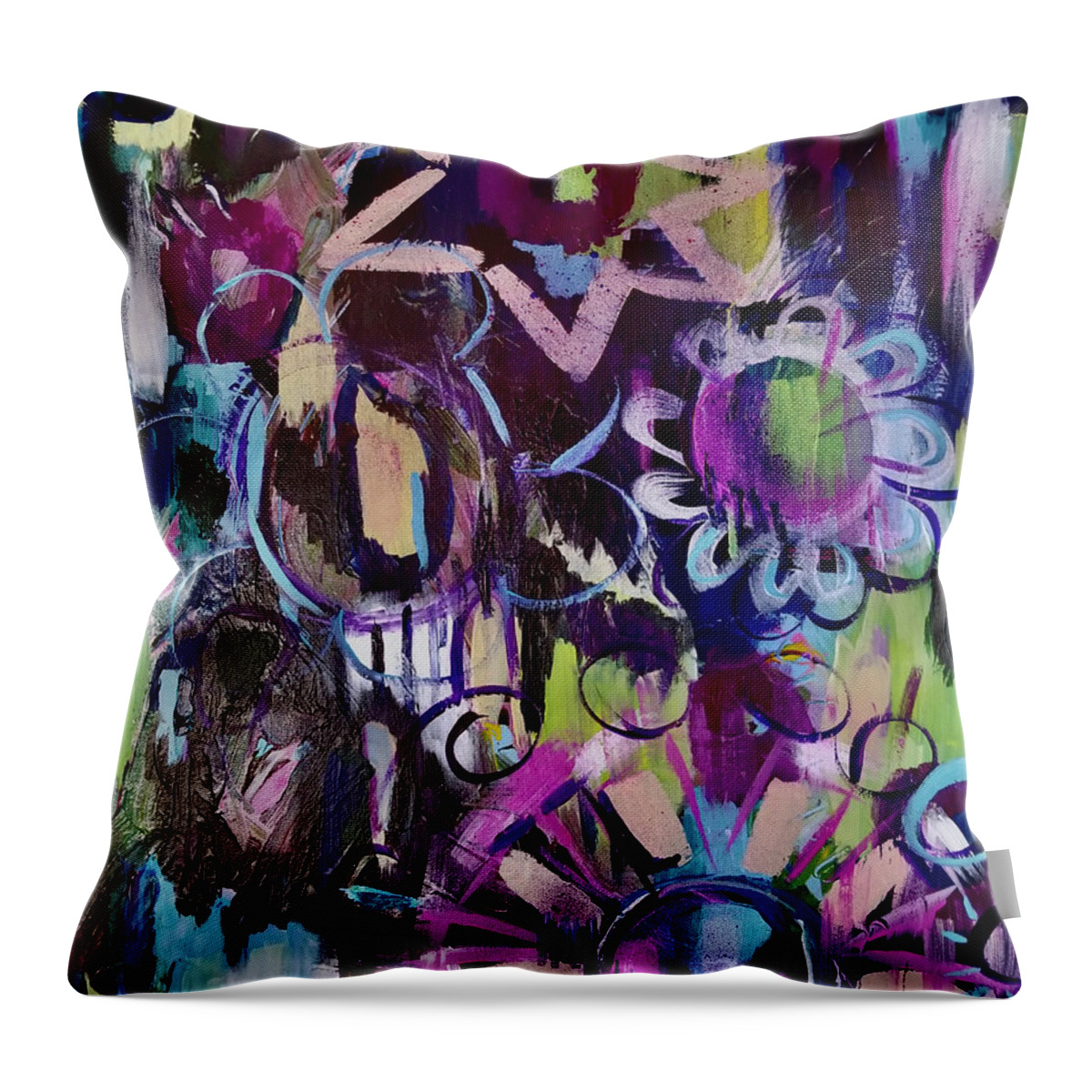 Circles Throw Pillow featuring the painting Circle Thoughts #1 by Catherine Gruetzke-Blais