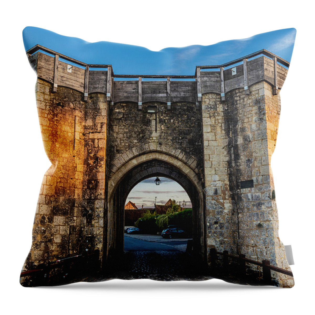 Architecture Throw Pillow featuring the photograph City wall of Provins #1 by Fabiano Di Paolo