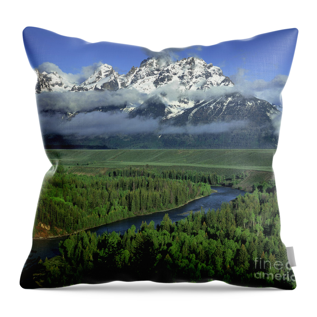 Dave Welling Throw Pillow featuring the photograph Clearing Storm Snake River Overlook Grand Tetons Np #1 by Dave Welling