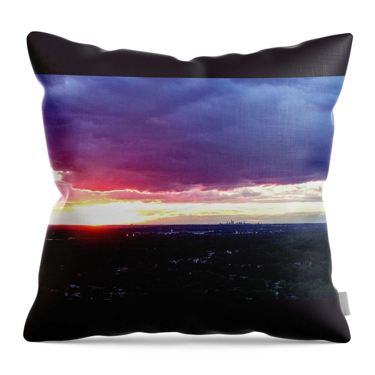  Throw Pillow featuring the photograph Cleveland Sunset - Drone #1 by Brad Nellis