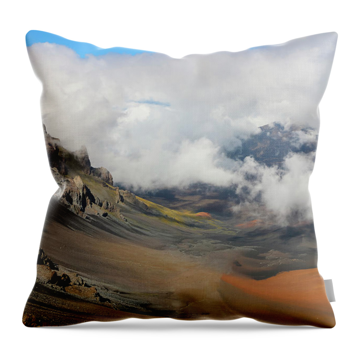 Coast Of Maui Throw Pillow featuring the photograph Clouds within Haleakala #2 by Dawn Richards
