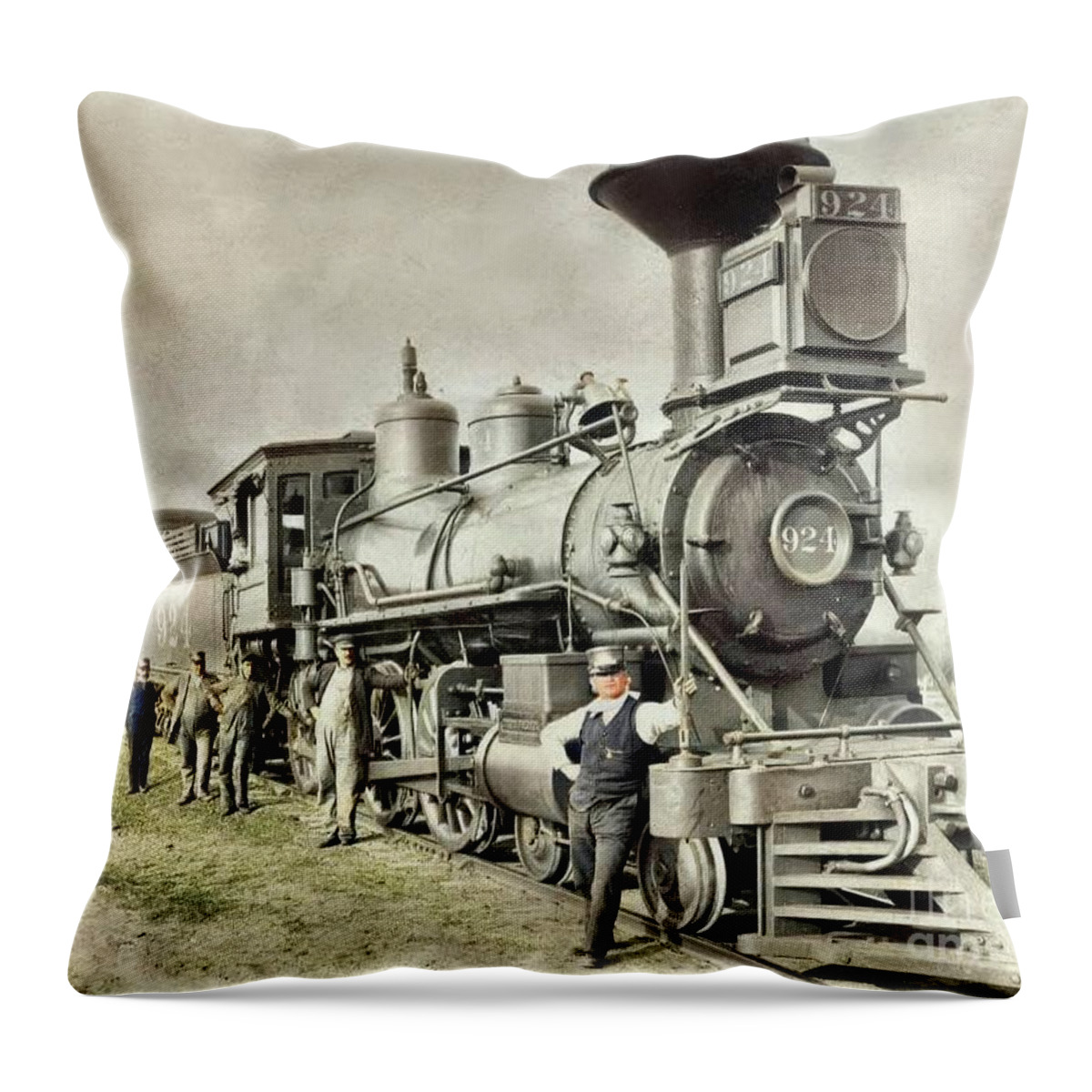 Steam Throw Pillow featuring the digital art Colorized History #1 by Esoterica Art Agency