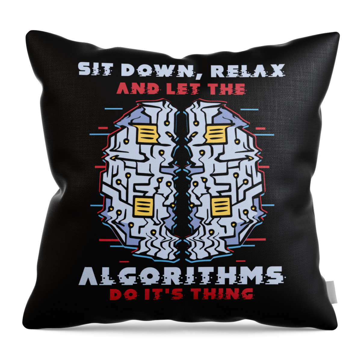 Computer Throw Pillow featuring the digital art Computer Algorithm Programmer Artificial Intelligence #1 by Toms Tee Store