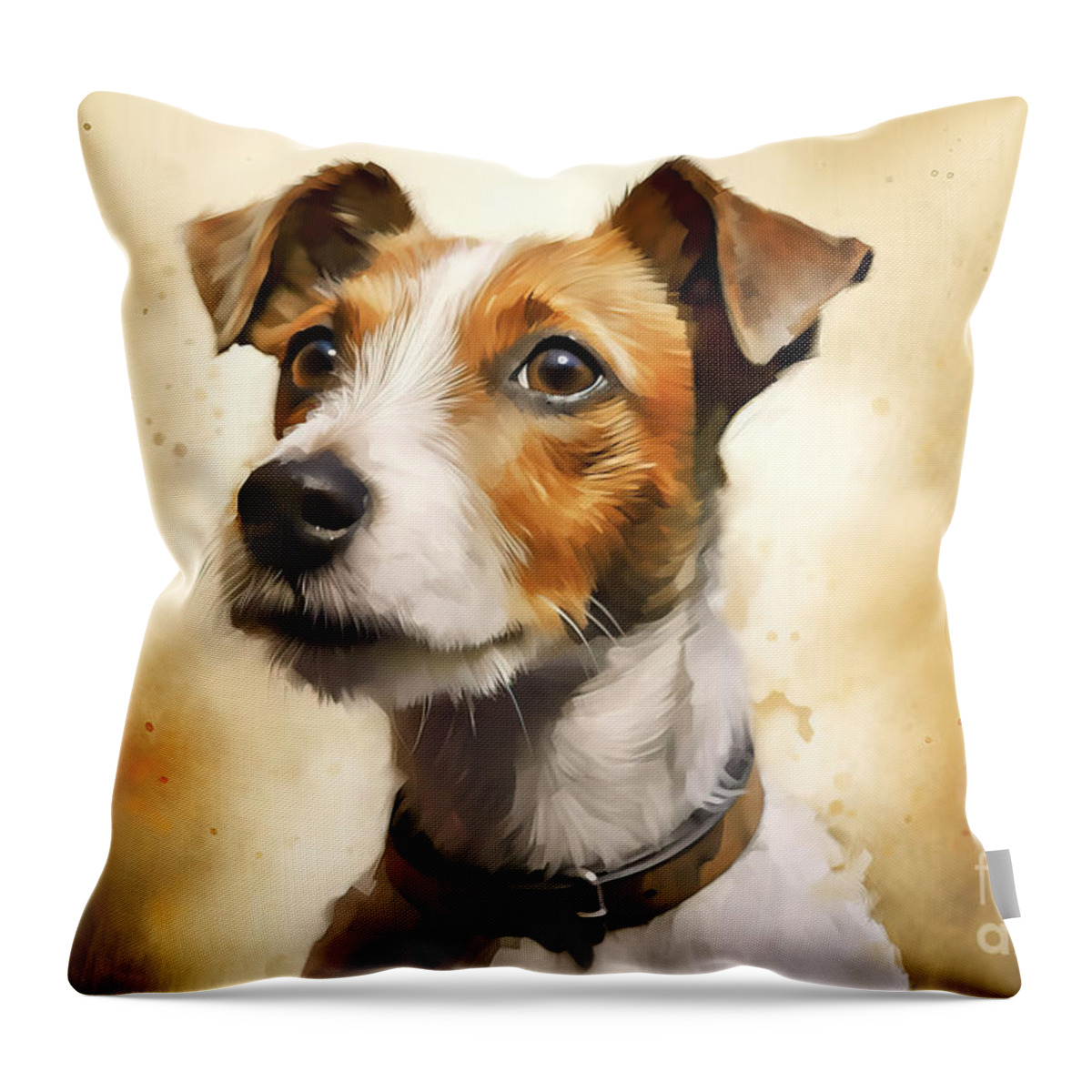 Dog Throw Pillow featuring the painting dog #1 by N Akkash