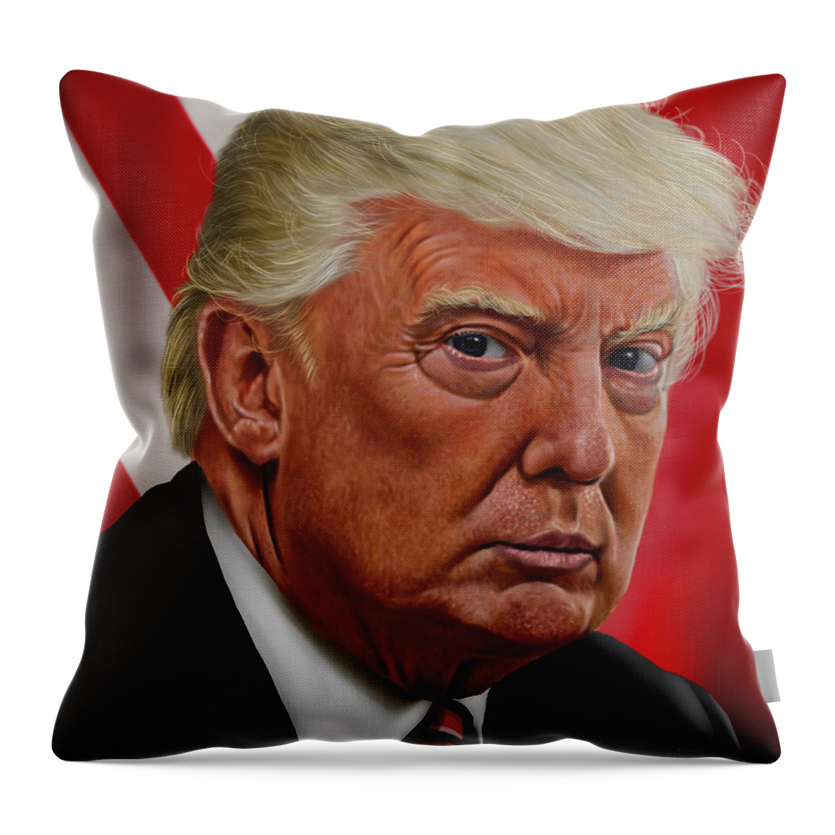Donald Trump Drawing Throw Pillow featuring the digital art Donald Trump Painting #1 by Femchi Art
