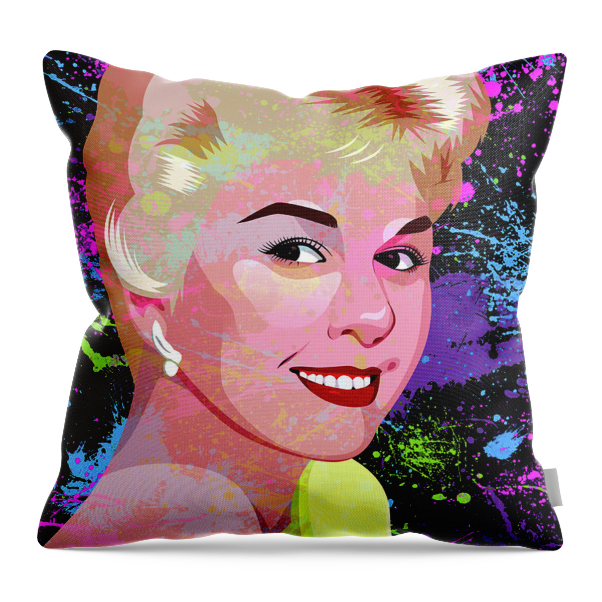 Doris Day Throw Pillow featuring the painting Doris Day #1 by Movie World Posters