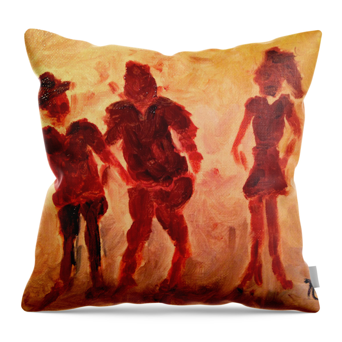 Black People Throw Pillow featuring the painting Double Take #1 by Roxy Rich