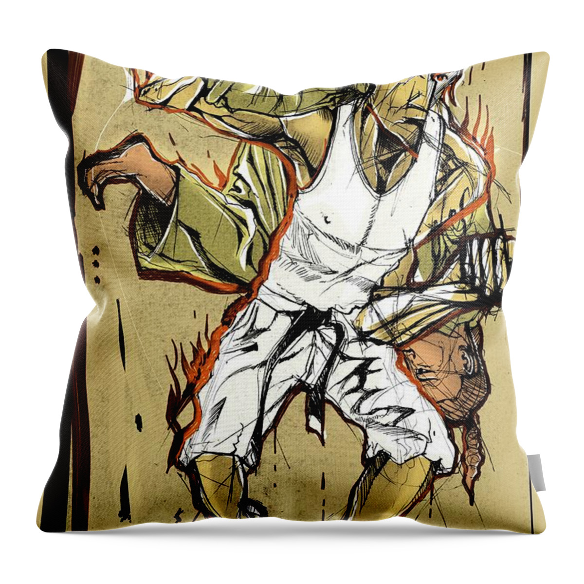 Double Throw. Throw Pillow featuring the painting Double Throw. #1 by John Gholson