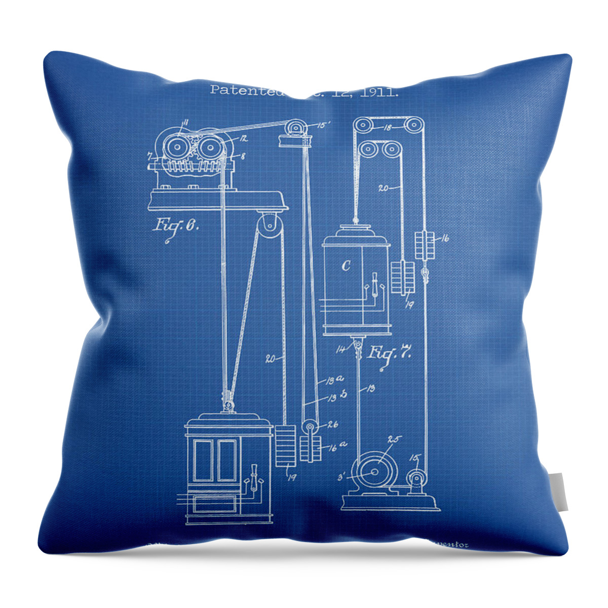 Elevator Patent Throw Pillow featuring the digital art Elevator patent #1 by Dennson Creative