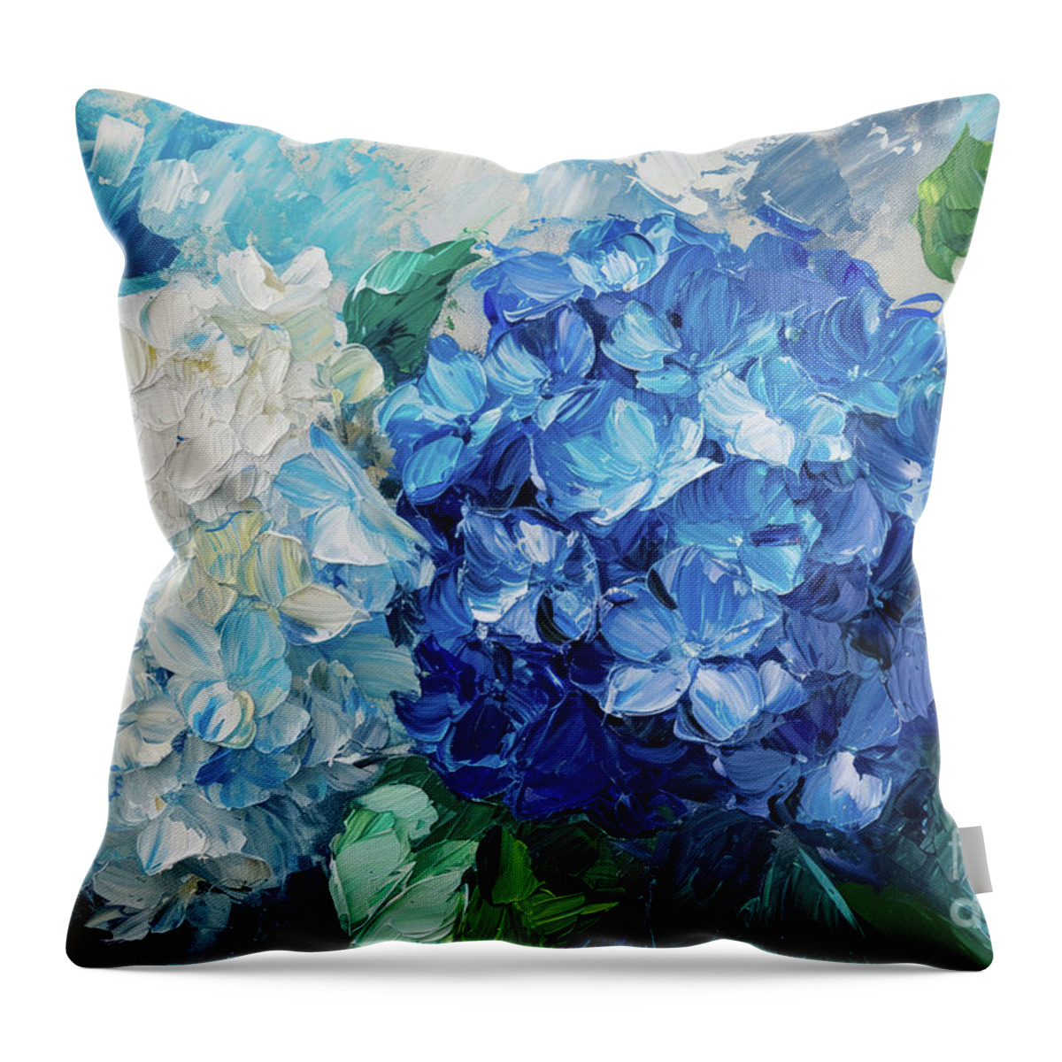 Hydrangea Flowers Throw Pillow featuring the painting Endless Summer Hydrangea Flowers by Tina LeCour