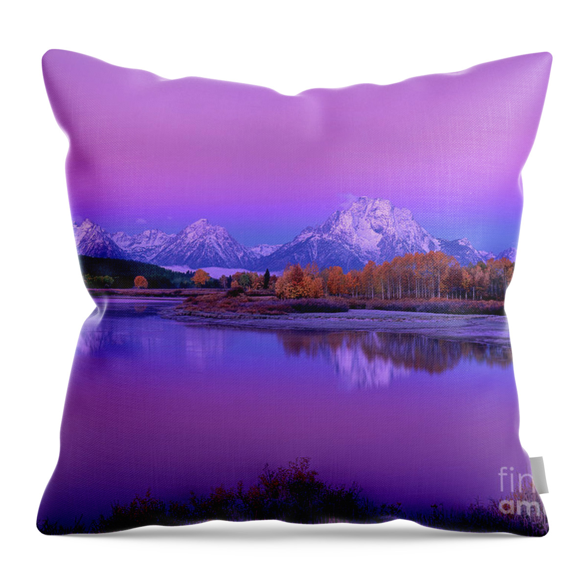 Dave Welling Throw Pillow featuring the photograph Fall Dawn Oxbow Bend Grand Tetons National Park Wyoming #1 by Dave Welling