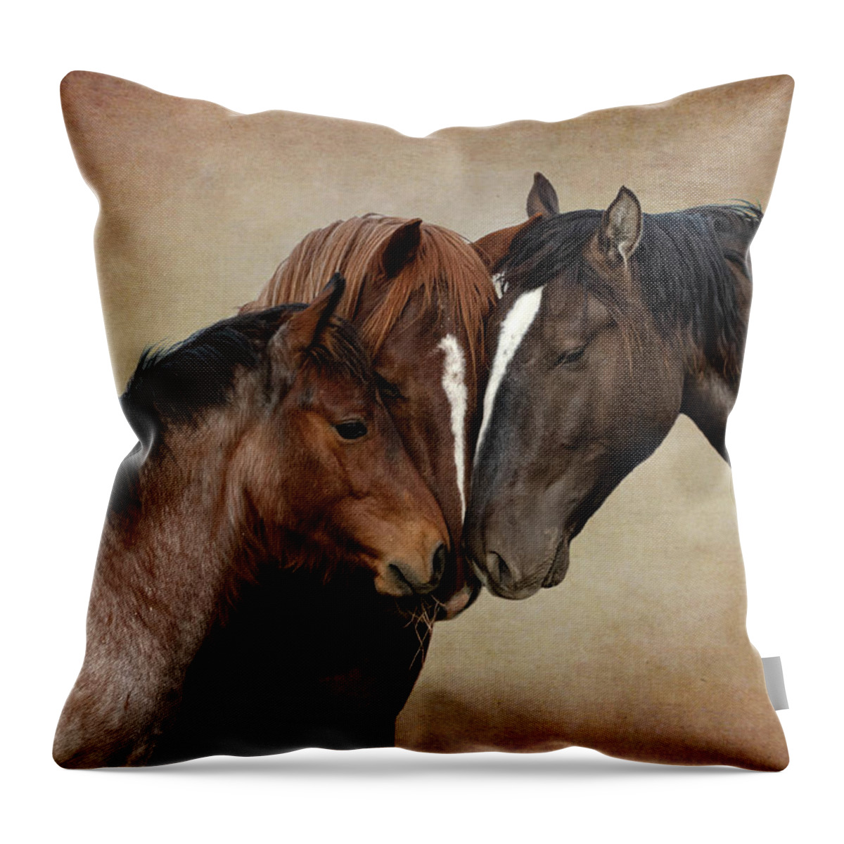 Wild Horses Throw Pillow featuring the photograph Family #1 by Mary Hone