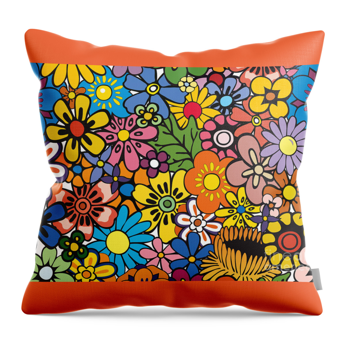 Flower Throw Pillow featuring the photograph Flower power rock poster #5 by Action