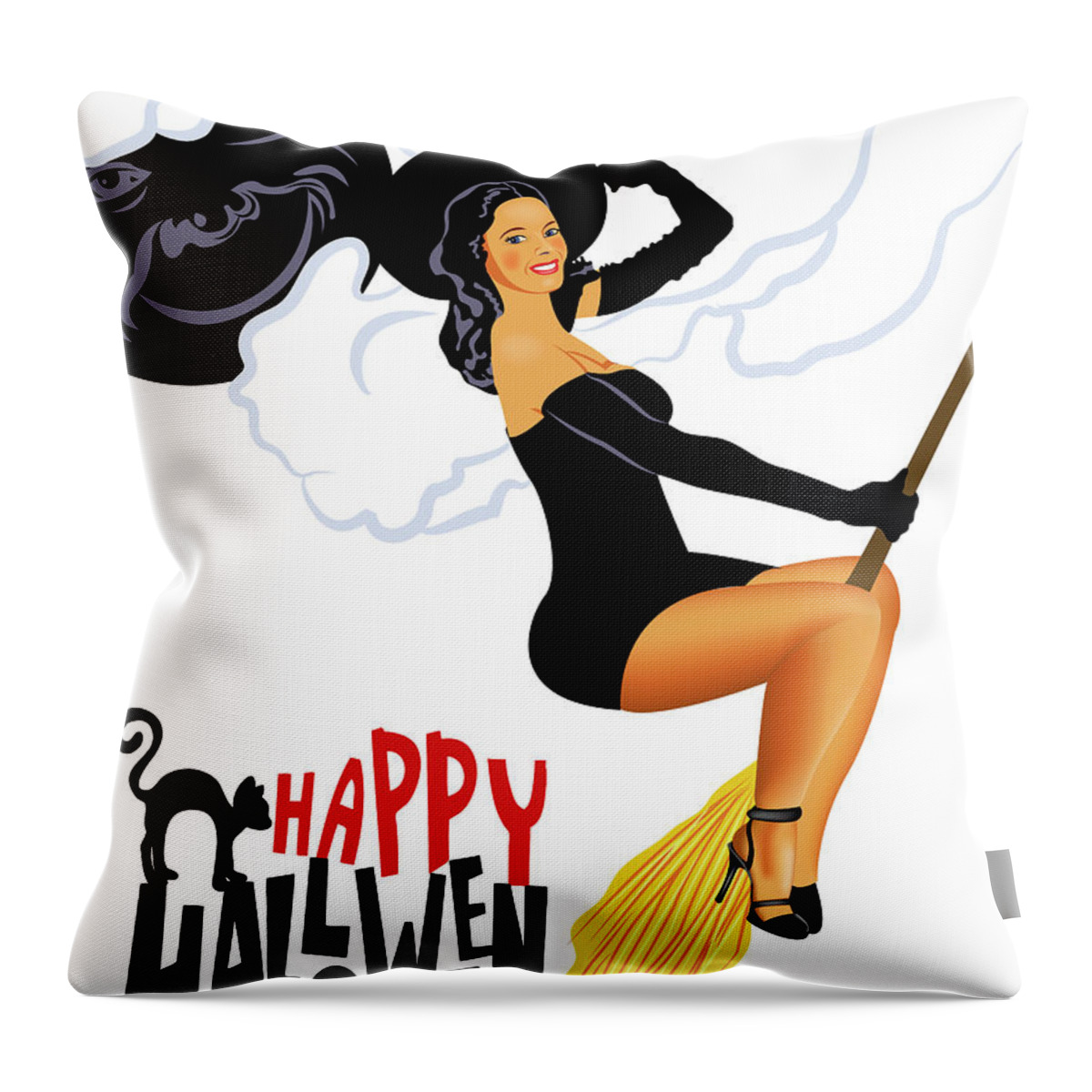 Sexy Throw Pillow featuring the digital art Flying Witch #1 by Long Shot