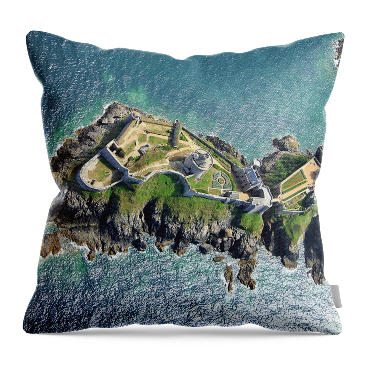 Aerial Throw Pillow featuring the photograph Fort-la-Latte by Frederic Bourrigaud