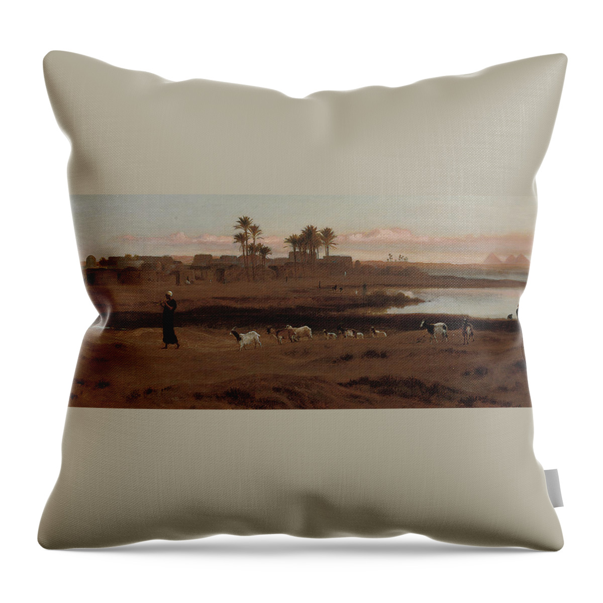 Frederick Goodall (british Throw Pillow featuring the painting Frederick Goodall #1 by Artistic Rifki