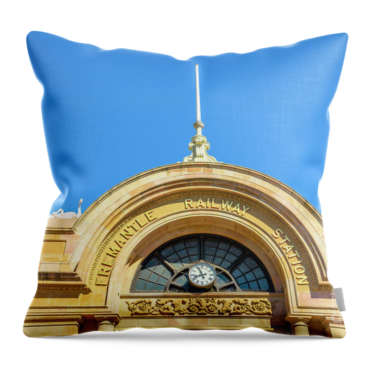 Perth Throw Pillow featuring the photograph Fremantle Railway Station #1 by Benny Marty