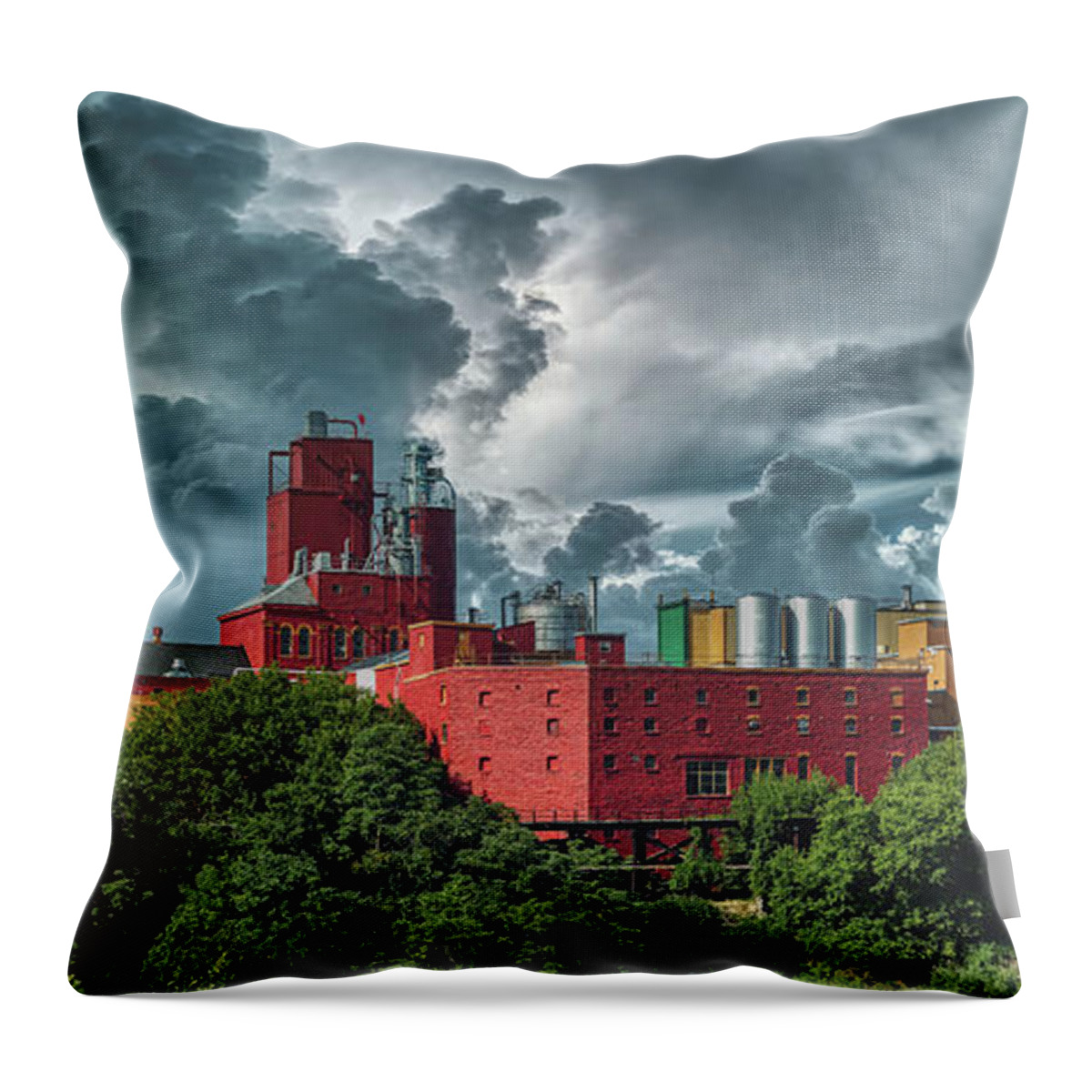 Genesee Brewery Throw Pillow featuring the photograph Genesee Brewery at Sunset #1 by Mountain Dreams