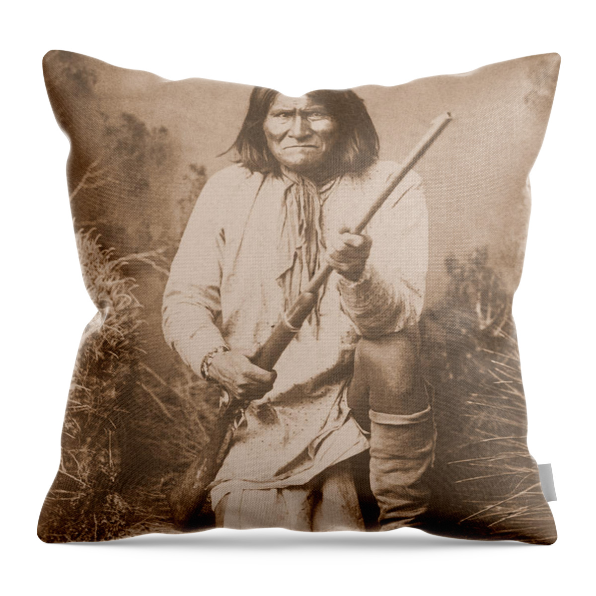 Geronimo Throw Pillow featuring the photograph Geronimo - Sepia #2 by David Hinds