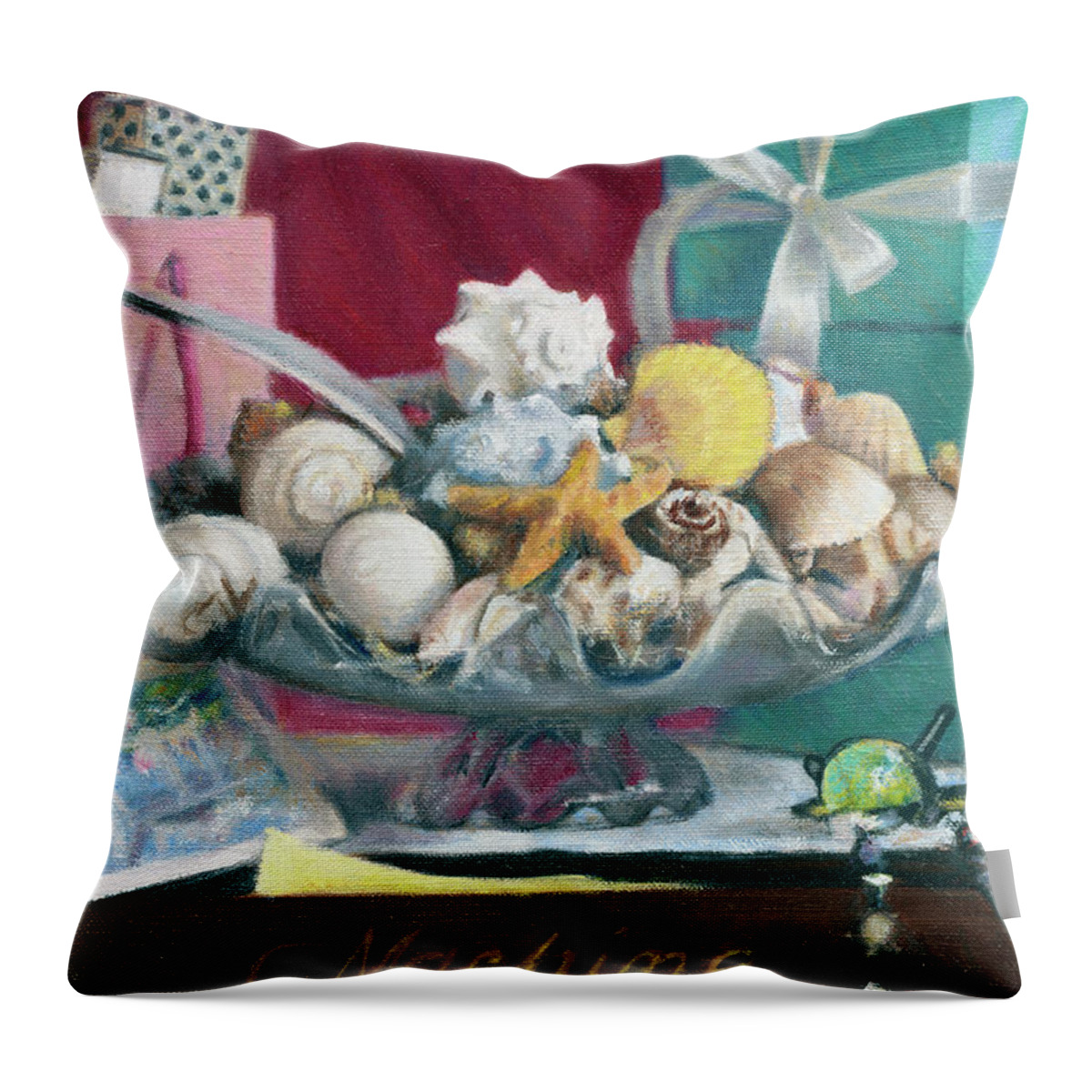 Still Life Throw Pillow featuring the painting Gifts from the Sea #2 by Candace Lovely