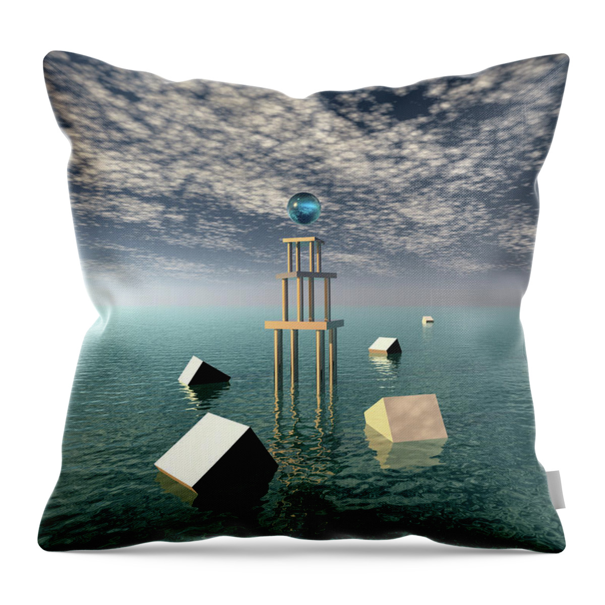 Clouds Throw Pillow featuring the digital art Glowing Blue Orb #1 by Phil Perkins