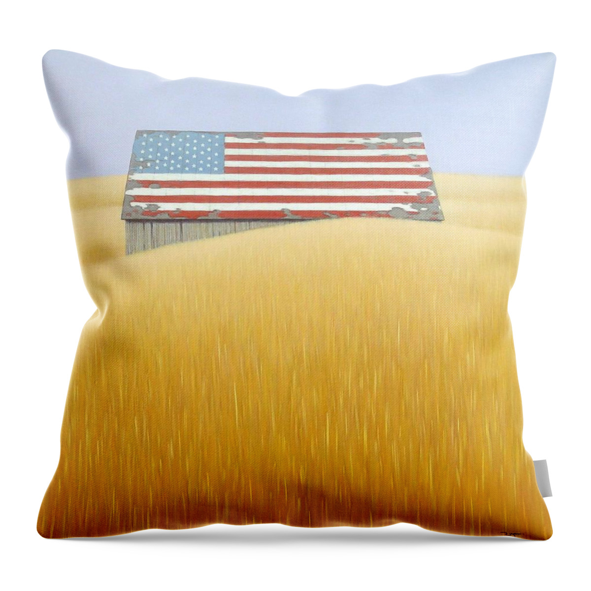 Realism Throw Pillow featuring the painting Golden Autumn #1 by Zusheng Yu