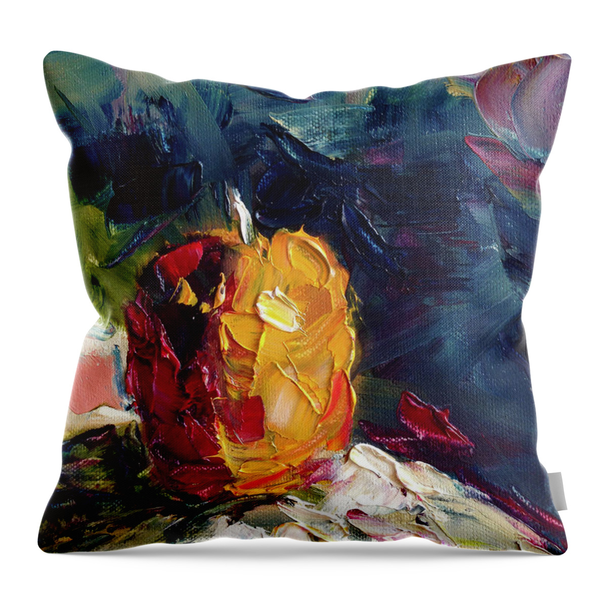Apple Throw Pillow featuring the painting Golden Opportunity #1 by Roxy Rich