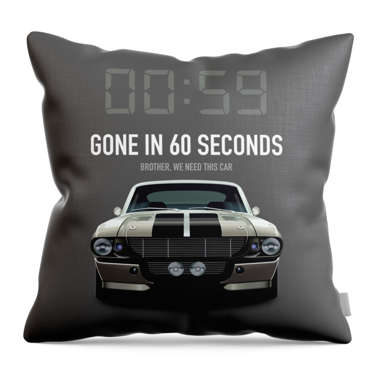 Movie Poster Throw Pillow featuring the digital art Gone in 60 Seconds - Alternative Movie Poster #1 by Movie Poster Boy