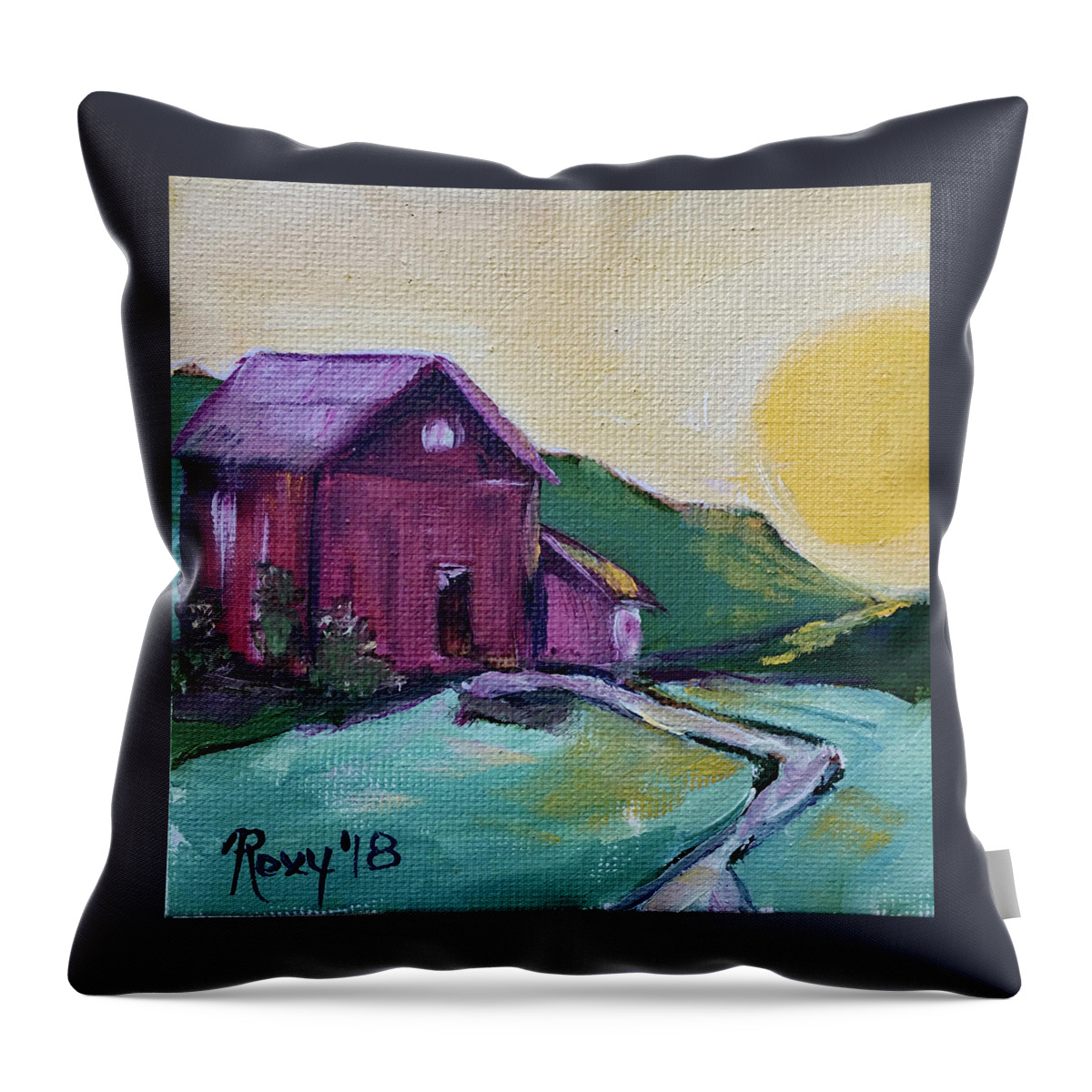 Countryside Throw Pillow featuring the painting Good Morning Countryside #1 by Roxy Rich