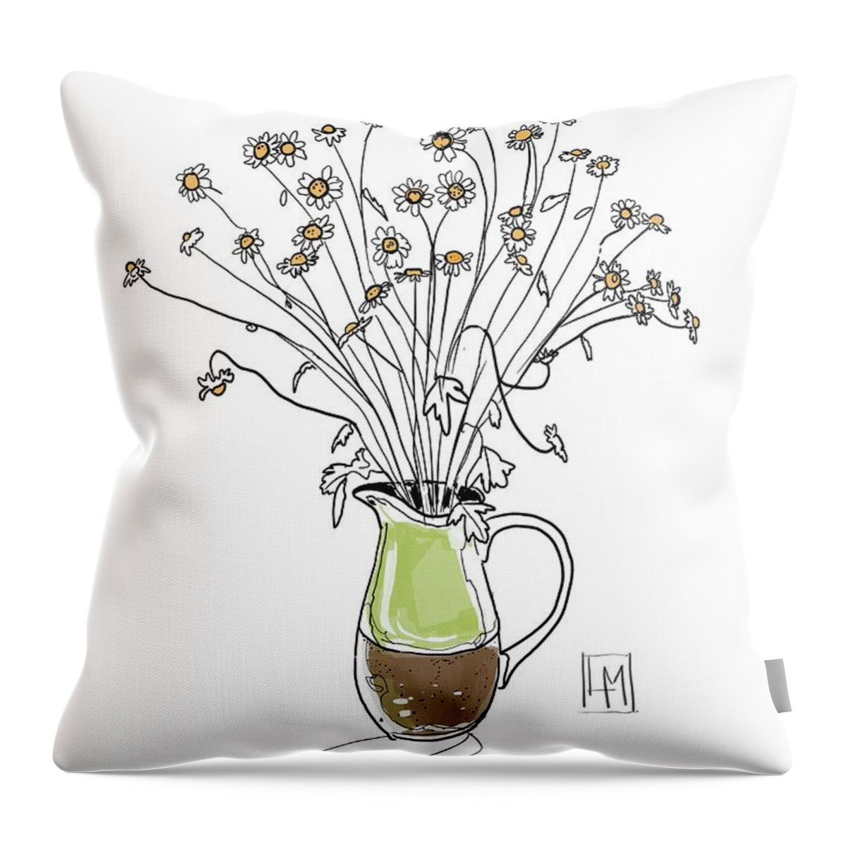 Vase Throw Pillow featuring the digital art Green Jug #2 by Luisa Millicent