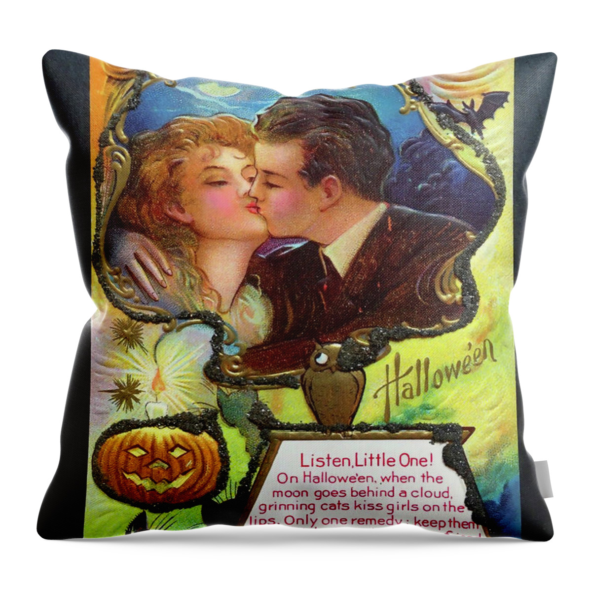Couple Throw Pillow featuring the digital art Halloween Kiss #1 by Long Shot