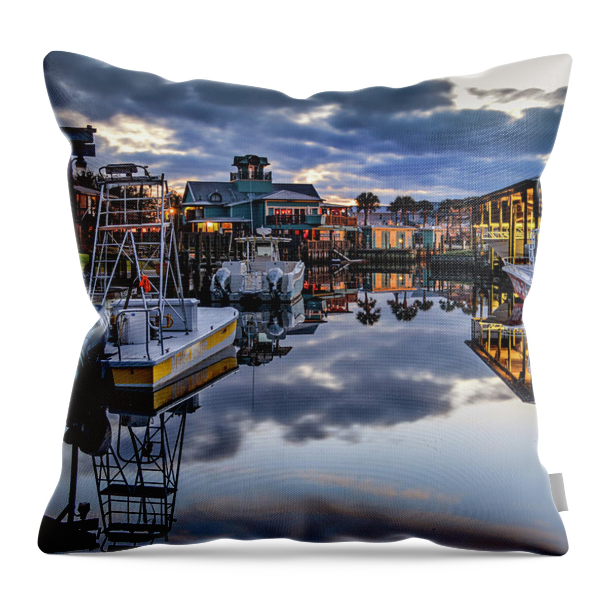 Gulfcoast Throw Pillow featuring the photograph Happy Harbor Sunrise #1 by Michael Thomas