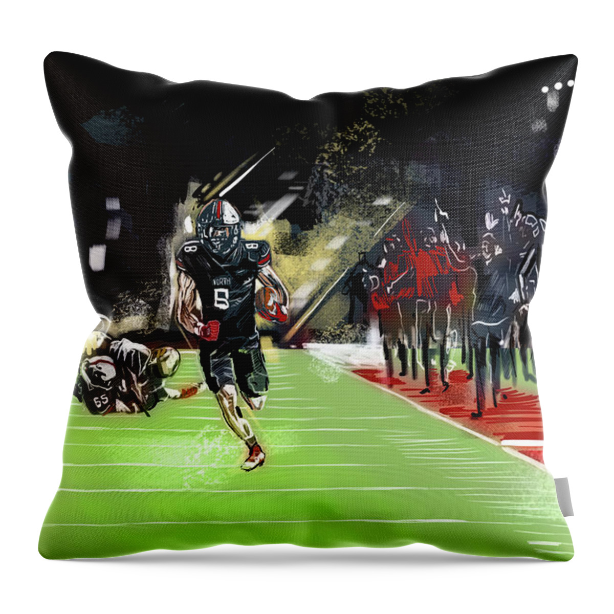 Home Town Hero Throw Pillow featuring the painting Home Town Hero #1 by John Gholson