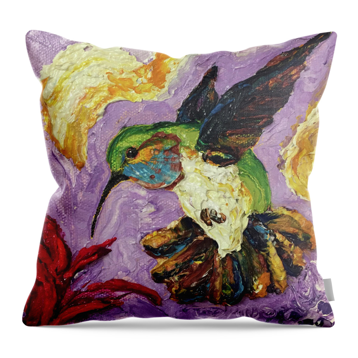 Hummingbird Throw Pillow featuring the painting Hummingbird #2 by Paris Wyatt Llanso