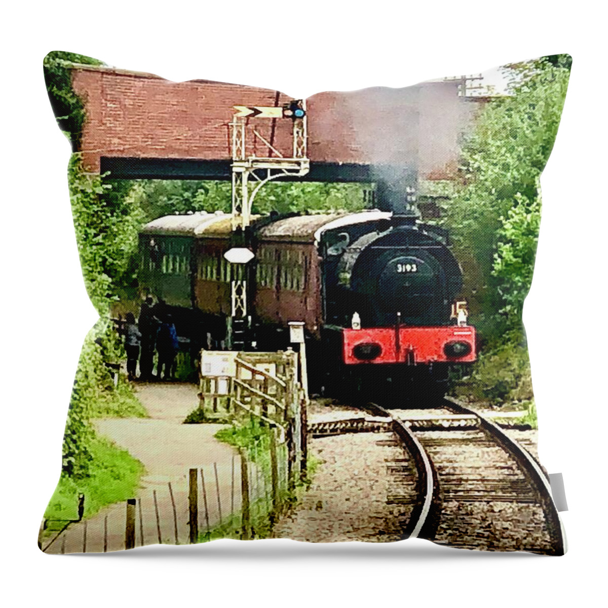 No. 3193 Throw Pillow featuring the photograph Hunslet 0-6-0ST No.3193 Steam Locomotive #1 by Gordon James