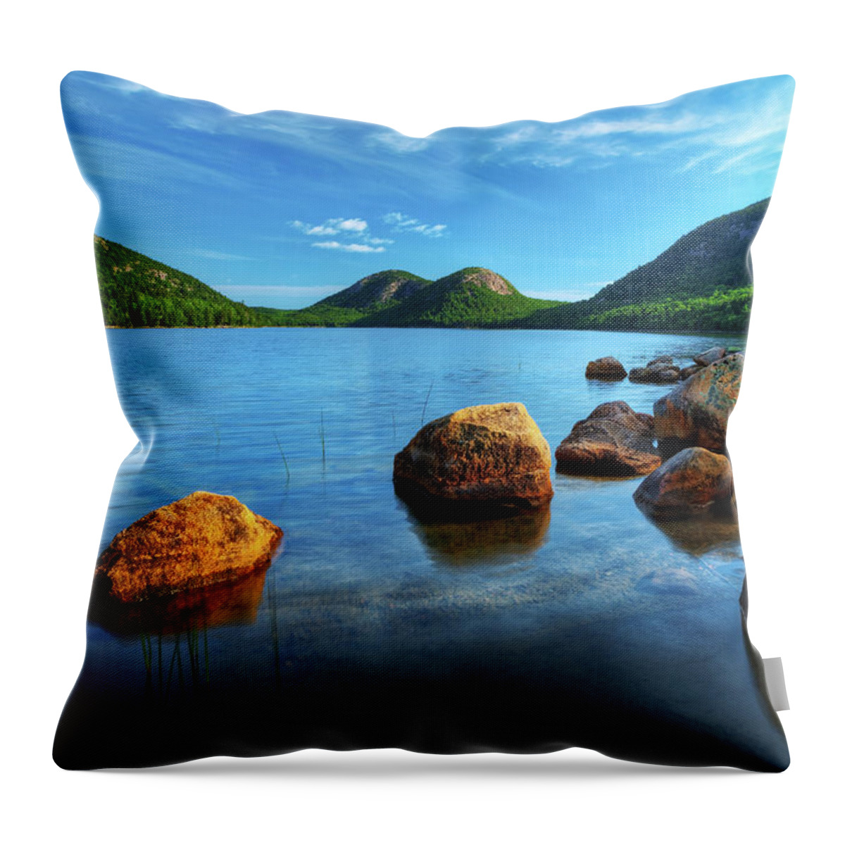 Acadia National Park Throw Pillow featuring the photograph Jordan Pond 2517 by Greg Hartford