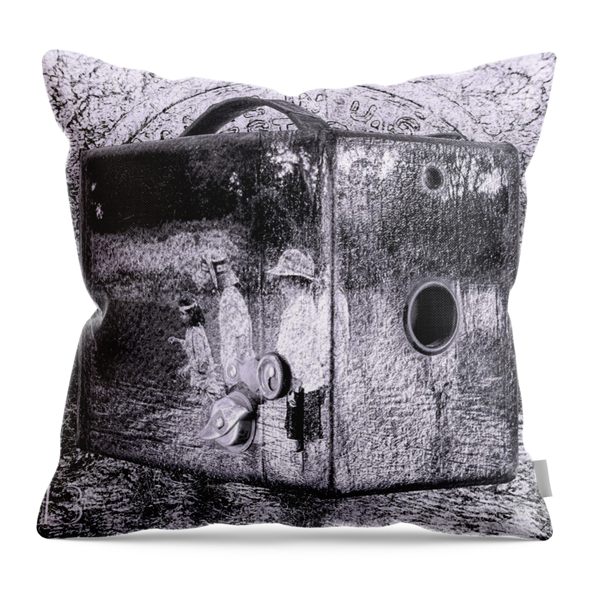 Kodak Throw Pillow featuring the digital art Kodak No. 2 Cartridge Hawk-eye Model C With Ghosts #2 by Anthony Ellis