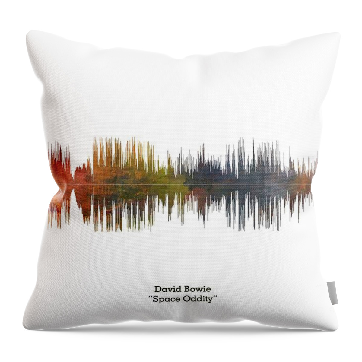 Music Poster Throw Pillow featuring the digital art LAB NO 4 David Bowie Space Oddity Song Soundwave Print Music Lyrics Poster #1 by Lab No 4 The Quotography Department