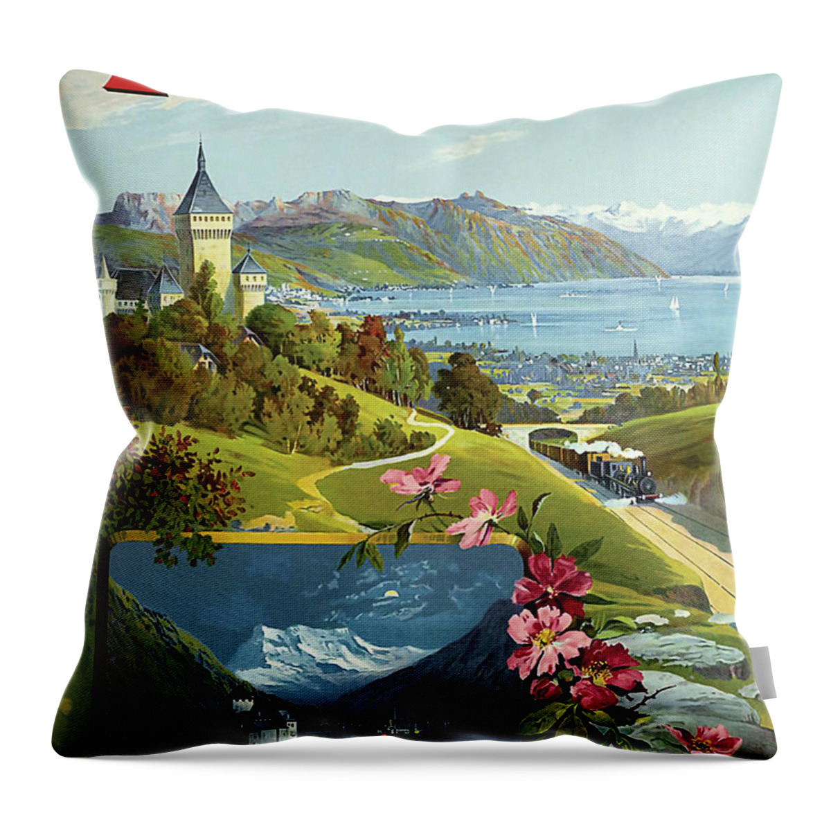 Lac Leman Throw Pillow featuring the digital art Lac Leman #1 by Long Shot