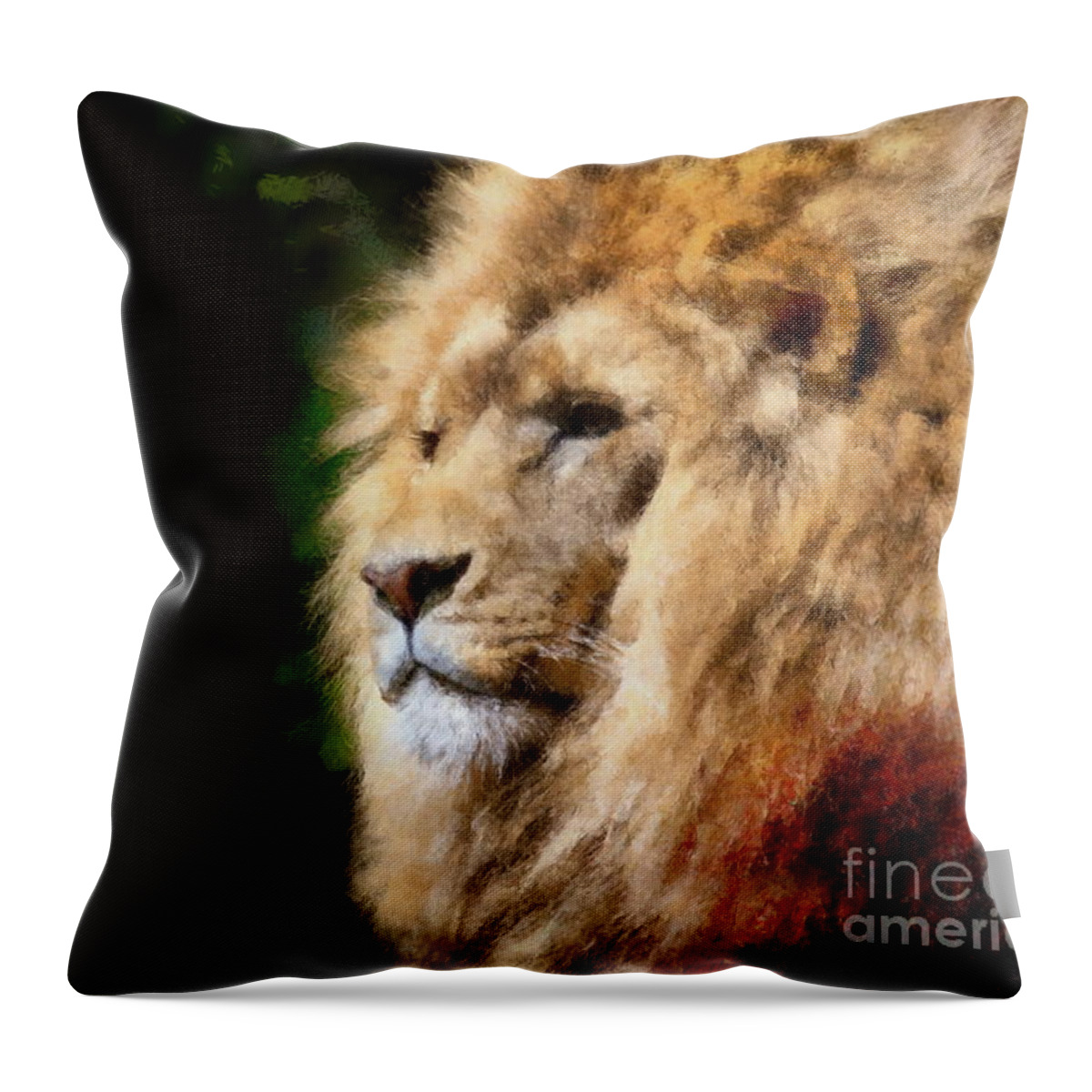 Lion Throw Pillow featuring the digital art Lion #2 by Jerzy Czyz