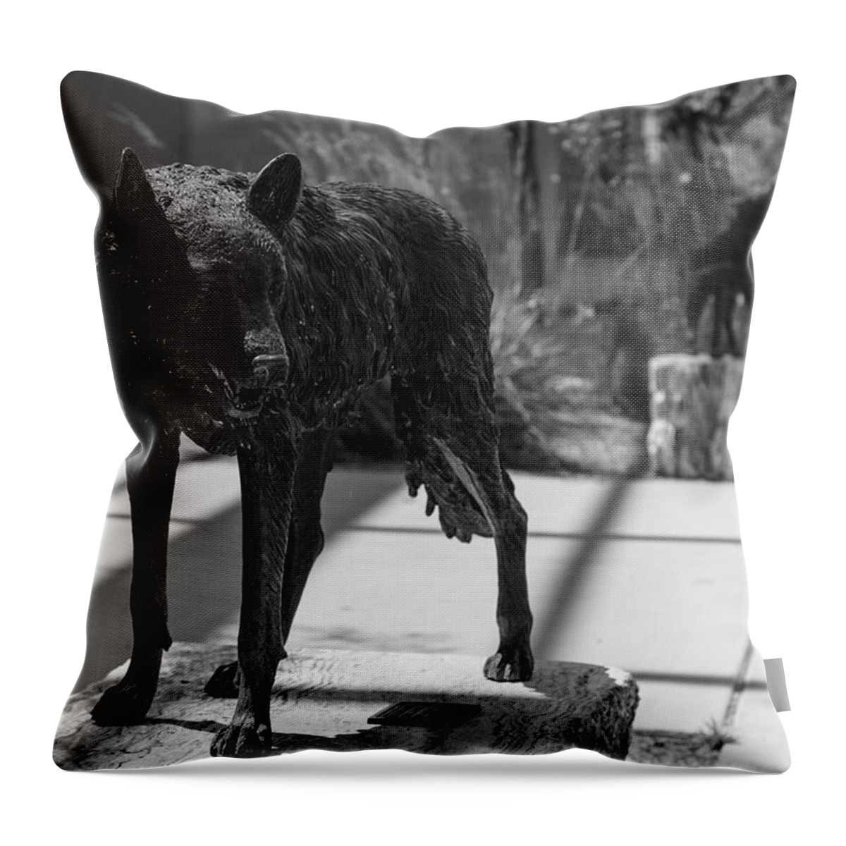 New Mexico Throw Pillow featuring the photograph Lobo statue on the campus of the University of New Mexico #1 by Eldon McGraw