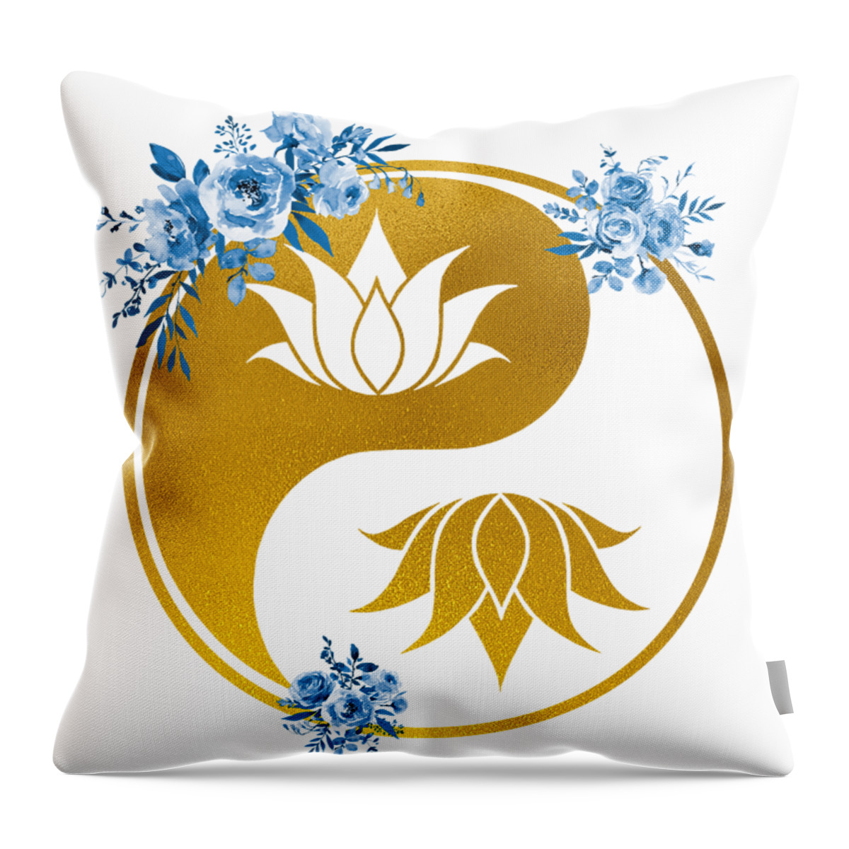 Lotus In Yin Yang Throw Pillow featuring the digital art Lotus in Yin Yang #1 by Erzebet S